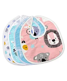 TIDY SLEEP Super Absorbent Cotton Baby Bibs One Size Set of 4 - Blue Pink White