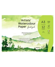 Paper Pep Artist Watercolour Glued Pad Cold Pressed A3 Size - 12 Sheets