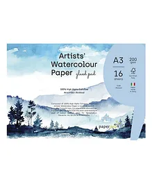 Paper Pep Artist Watercolour Glued Pad Cold Pressed A3 Size - 16 Sheets
