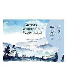 Paper Pep Artist Watercolour Glued Pad Cold Pressed A4 Size - 20 Sheets