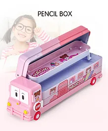 Metal Pencil Box With Wheels and Sharpner - Pink