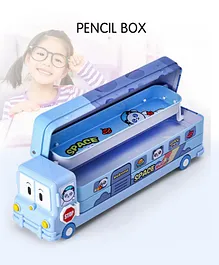 Metal Pencil Box With Wheels and Sharpner - Blue 