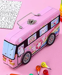 Metal Pencil Box With Wheels - Pink