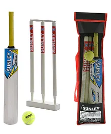 SUNLEY Wooden Cricket Bat Size 5 Junior Combo - Multicolour