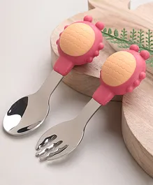 Spoon & Fork Set Floral Design - Red