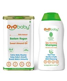 Oyo Baby Natural Shampoo and 100% Pure Sweet Almond oil Pack of 2 - 200 ml Each