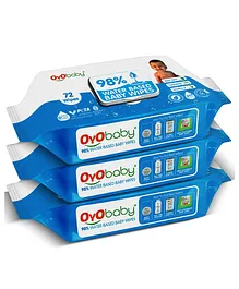 Oyo Baby 98% Water Wipes with Aloe Vera and Vitamin E Pack of 3 - 72 Wipes Each