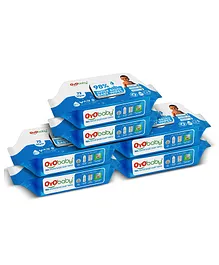 Oyo Baby 98% Water Wipes with Aloe Vera and Vitamin E Pack of 6 - 72 Wipes Each