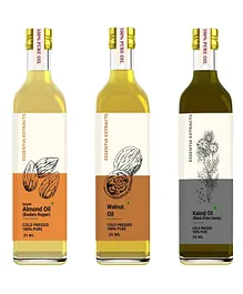 Essentia Extracts Cold Pressed Almond Oil Walnut Oil & Kalonji Oil Bottles Pack of 3 - 75 ml