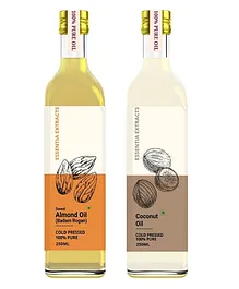 Essentia Extracts Cold Pressed Almond Oil And Coconut Oil Pack of 2 - 250 ml Each