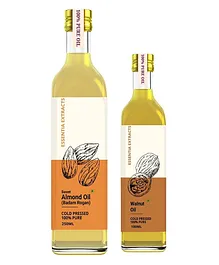 Essentia Extracts Cold Pressed Almond Oil And Walnut Oil Pack of 2 - 350 ml