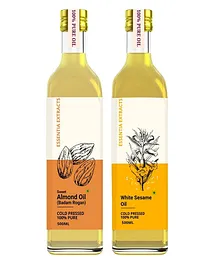  Essentia Extracts Cold-Pressed Almond Oil And Sesame Oil - 500 ml Each
