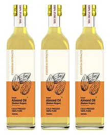 Essentia Extracts Cold-Pressed Almond Oil Pack of 3 - 500 ml Each