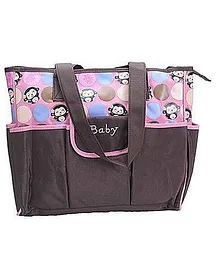 EZ Life Baby Diaper Carry Bag Happy Monkey ( Large) - Pink