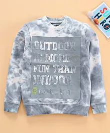 Under Fourteen Only Full Sleeves Outdoor Is Fun Printed Tee - Light Blue
