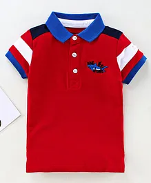 Under Fourteen Only Half Sleeves Solid Colour Polo Tee - Red