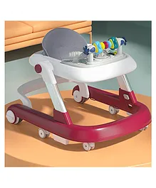 StarAndDaisy Tiny Steps 2-in-1 Activity Walker with Adjustable Height - Maroon White