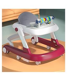 StarAndDaisyTiny Steps Baby Walker 2-in-1 Infant & Baby Activity Walker - Seated or Walk-Behind, Age- 6 months and above- Maroon