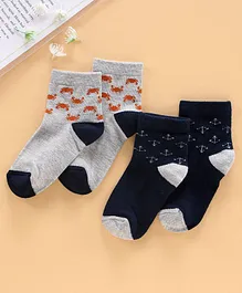 Nuluv Cotton Blend Ankle Length Socks Crab Design Pack of 2  - Grey