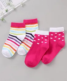 Nuluv Cotton Blend Ankle Length Striped Socks Pack of 2  - Pink