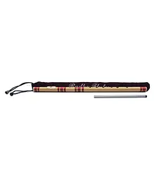 Radhe Flutes Middle Octave Left Handed D Natural Bansuri With Velvet Cover - Beige