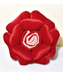 DearJoy Velvet Colorful Rose Flower Nylex Pillow - Red 