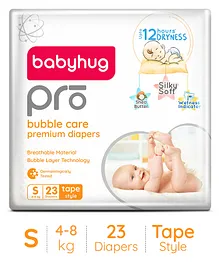 Babyhug Pro Bubble care premium Tape Style Diaper Small - 23 Pieces