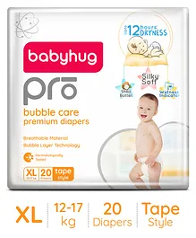 Babyhug Pro Bubble Care Premium Tape Style Diaper Extra Large (XL) Size - 20 Pieces