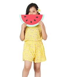 Dress My Angel Sleeveless Floral Print Jumpsuit - Yellow