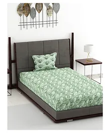 Bianca 144TC 100% Cotton Mercerized Finish Printed Single Bedsheet With 1 Pillow Cover  - Green