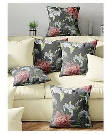 Bianca Digitally Ruyal Printed Cushion Cover Pack Of 5 - Pink Black