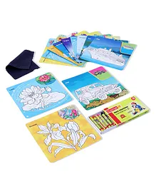 Toysbox Transport & Flowers Colouring & Wipe Mini Activity Kit Pack of 25 Pieces - Multicolour