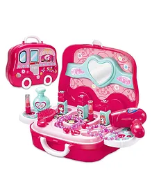 Zyamalox Beauty Makeup Pretend Play Toy With Makeup Accessories And Carry Suitcase - Pink