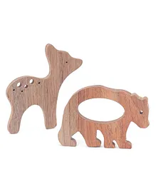 Woods for Dudes Icey The Bear & Mama Dear Teether Pack of 2 - Brown