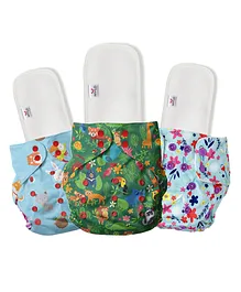 Mylo Freesize Adjustable Cloth Diapers with 3 Free Insert Oeko Tex Certified Pack of 3 - Multicolour
