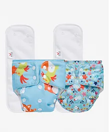 Mylo Freesize Adjustable Cloth Diapers with 2 Free Insert Oeko Tex Certified Pack of 2 - Multicolour