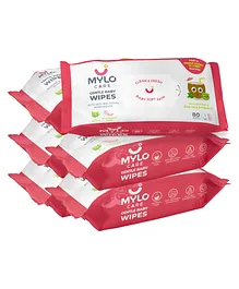 Mylo Care Gentle Baby Wipes Without Lid Pack of 6 - 80 Wipes Each 