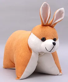 IR Rabbit Soft Toy Cum Pillow Brown White - Height 15 cm