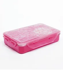 Gluman SS Snack Pack Pattern Pink Lunch Box with Spoon & Midget - 700 ml