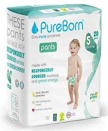 PureBorn Organic Bamboo Printed Pant Diapers Size 5 Single Pack - 20 Pieces