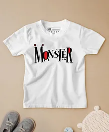 Be Awara Half Sleeves Monster Printed Tee - White