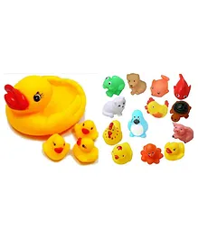 VWorld Squeeze Chu Chu Duck Family Bath Toy Pack of 16 - Multicolour