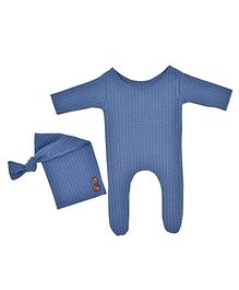 MOMISY Strechable Photoshoot Props Bodysuit & Cap - Blue