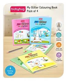 Babyhug 2 in 1 My first Glitter Colouring Books Pack Of 4 - English