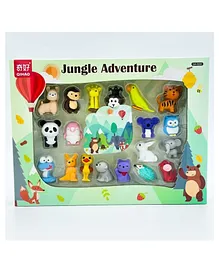 SVE Jungle Animal Erasers Pack of 17 - Multicolour