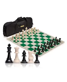 Kids Mandi Tournament Chess Set with Plastic Filled Chessmen and Roll-up Vinyl Mat - Multicolour