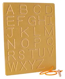 Toes2Nose Wooden  Uppercase Alphabet Tracing Slate - Gold Brown