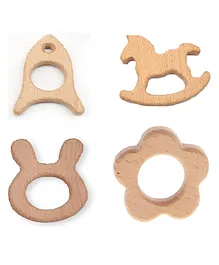 Enorme Organic Non Toxic Wooden Teethers Pack of 4 - Brown 