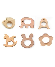 Enorme Organic Non Toxic Wooden Teethers Pack of 6 - Brown 
