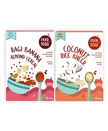 EverMaa  Ragi Banana Almond and Coconut Rice Kheer Cereal Combo - 200 gm Each Pack of -2